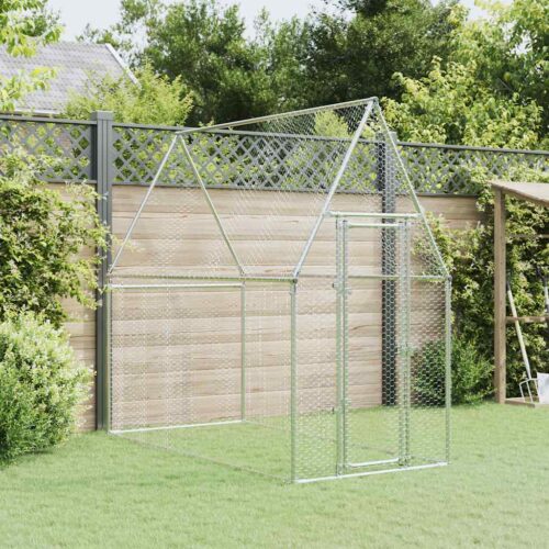 Chicken Cage Silver 200x100x190cm Galvanised Steel - Image 3