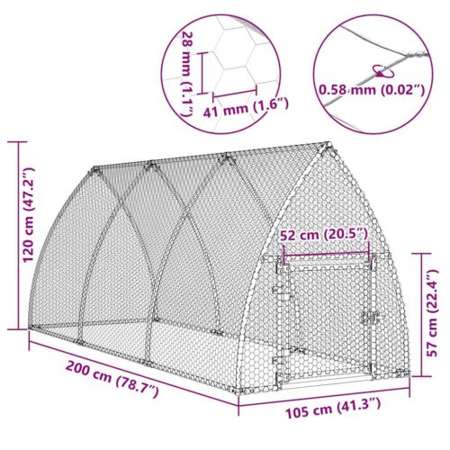 Chicken Cage Silver 300x105x120cm Galvanised Steel - Image 11