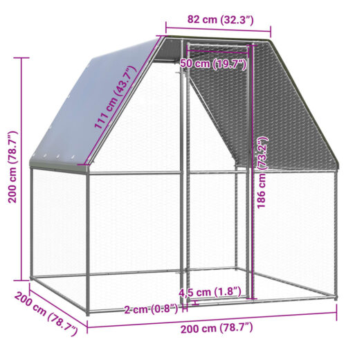 Outdoor Chicken Cage 2x2x2mGalvanised Steel - Image 4