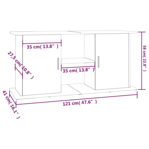 Aquarium Stand White 121x41x58cm Engineered Wood - Image 11