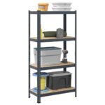 4-Layer Storage Shelf Anthracite Steel Engineered Wood