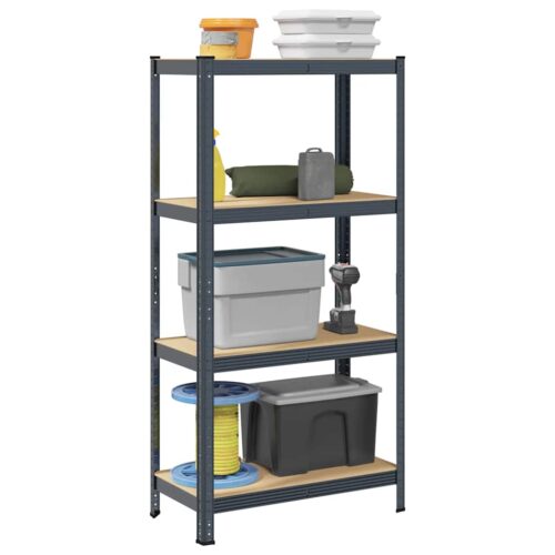 4-Layer Storage Shelf Anthracite Steel Engineered Wood