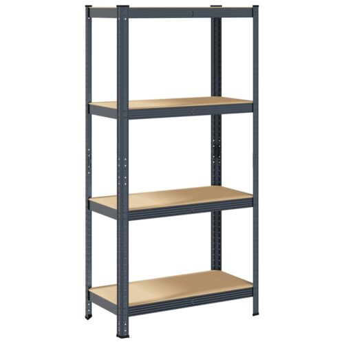 4-Layer Storage Shelf Anthracite Steel Engineered Wood - Image 2