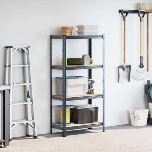 4-Layer Storage Shelf Anthracite Steel Engineered Wood - Image 3