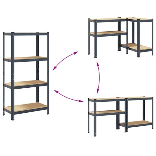 4-Layer Storage Shelf Anthracite Steel Engineered Wood - Image 7