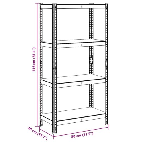 4-Layer Storage Shelf Anthracite Steel Engineered Wood - Image 12