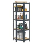 5-Layer Corner Shelf Anthracite Steel Engineered Wood