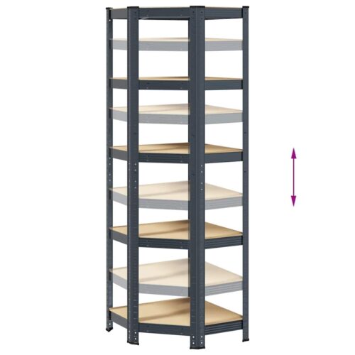 5-Layer Corner Shelf Anthracite Steel Engineered Wood - Image 8