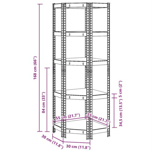 5-Layer Corner Shelf Anthracite Steel Engineered Wood - Image 12