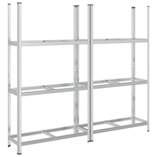 3-Layer Tyre Shelves 2pcs Silver 110x40x200cm Steel - Image 2