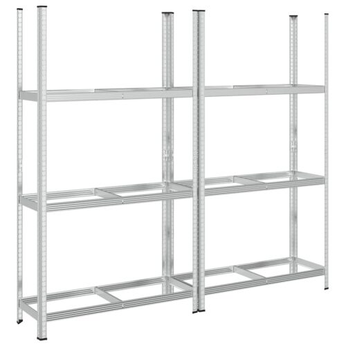 3-Layer Tyre Shelves 2pcs Silver 110x40x200cm Steel - Image 6