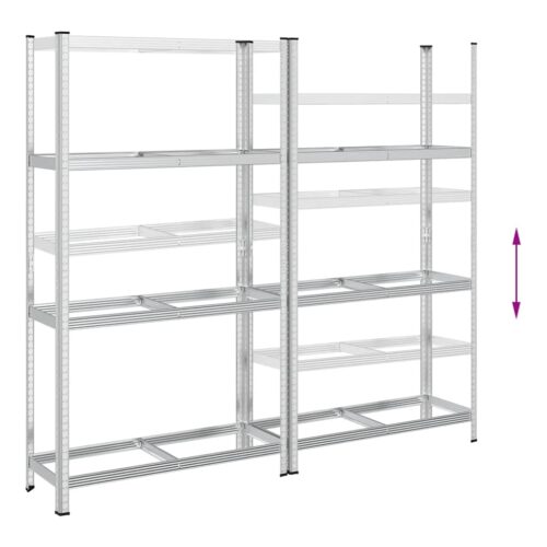 3-Layer Tyre Shelves 2pcs Silver 110x40x200cm Steel - Image 7