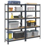5-Layer Storage Shelves 2pcs Anthracite Steel Engineered Wood