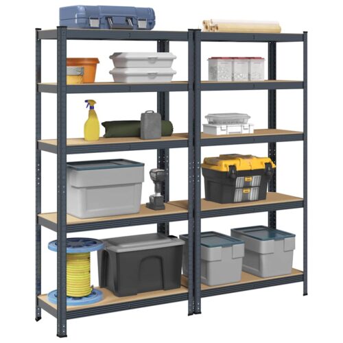 5-Layer Storage Shelves 2pcs Anthracite Steel Engineered Wood