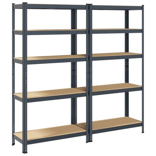 5-Layer Storage Shelves 2pcs Anthracite Steel Engineered Wood - Image 2