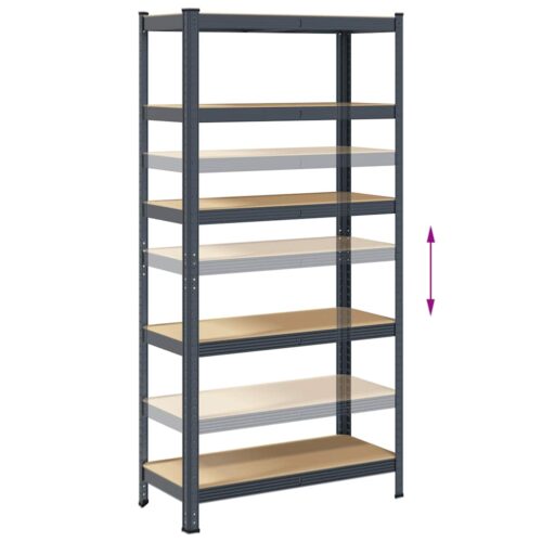 5-Layer Storage Shelves 2pcs Anthracite Steel Engineered Wood - Image 8