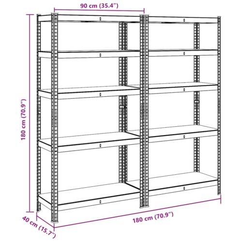 5-Layer Storage Shelves 2pcs Anthracite Steel Engineered Wood - Image 12