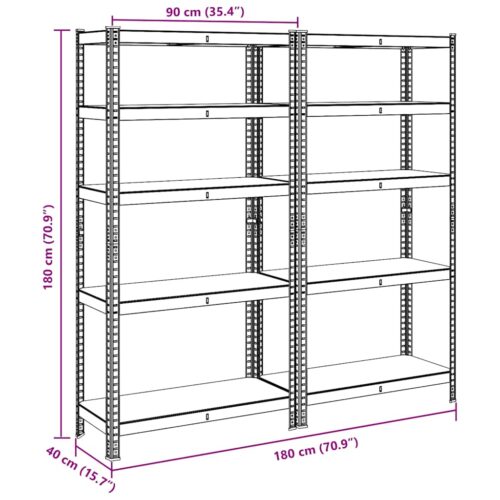 5-Layer Storage Shelves 2pcs Blue Steel Engineered Wood - Image 11