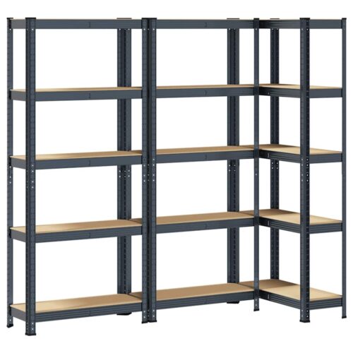 5-Layer Storage Shelves 3pcs Anthracite Steel Engineered Wood - Image 2