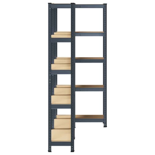 5-Layer Storage Shelves 3pcs Anthracite Steel Engineered Wood - Image 5