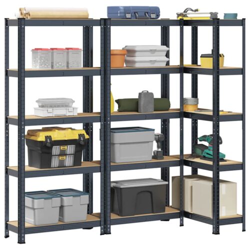 5-Layer Storage Shelves 3pcs Anthracite Steel Engineered Wood - Image 12