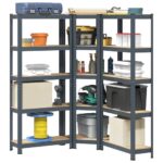 3 Piece 5-Layer Shelves Set Anthracite Steel Engineered Wood