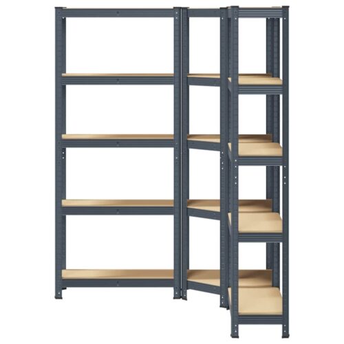3 Piece 5-Layer Shelves Set Anthracite Steel Engineered Wood - Image 4