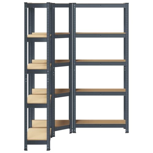 3 Piece 5-Layer Shelves Set Anthracite Steel Engineered Wood - Image 5