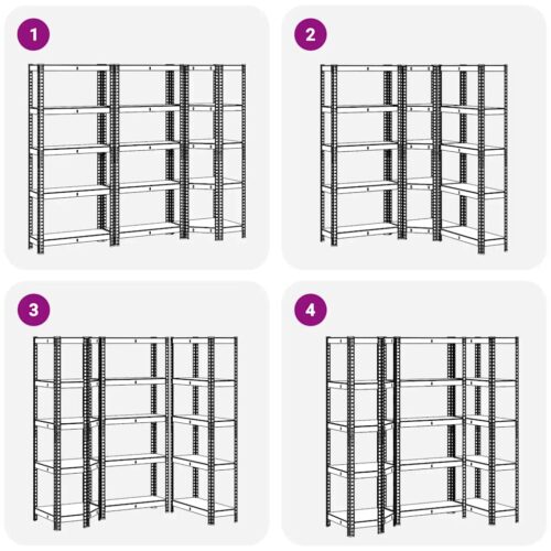 3 Piece 5-Layer Shelves Set Anthracite Steel Engineered Wood - Image 7