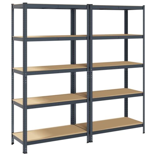 5-Layer Storage Shelves 2pcs Anthracite Steel Engineered Wood - Image 2
