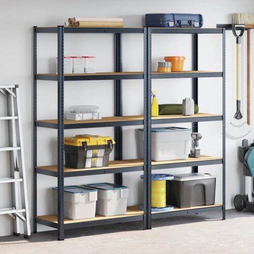 5-Layer Storage Shelves 2pcs Anthracite Steel Engineered Wood - Image 3