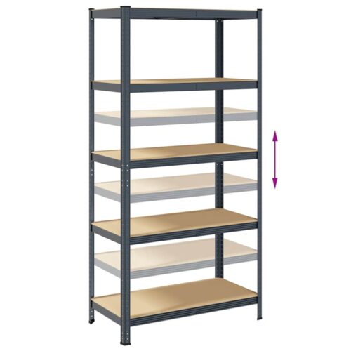 5-Layer Storage Shelves 2pcs Anthracite Steel Engineered Wood - Image 8