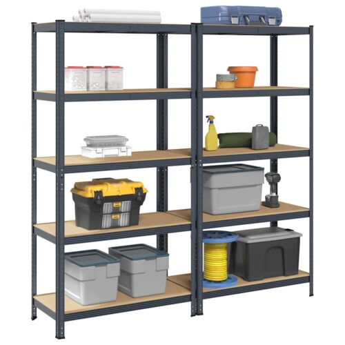 5-Layer Storage Shelves 2pcs Anthracite Steel Engineered Wood - Image 13