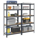 5-Layer Heavy-duty Shelves 2pcs Anthracite Steel Engineered Wood
