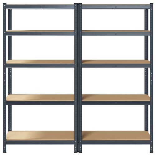 5-Layer Heavy-duty Shelves 2pcs Anthracite Steel Engineered Wood - Image 4