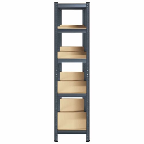 5-Layer Heavy-duty Shelves 2pcs Anthracite Steel Engineered Wood - Image 5