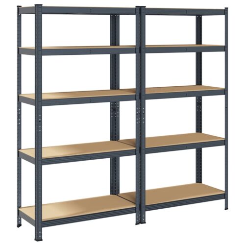 5-Layer Heavy-duty Shelves 2pcs Anthracite Steel Engineered Wood - Image 6