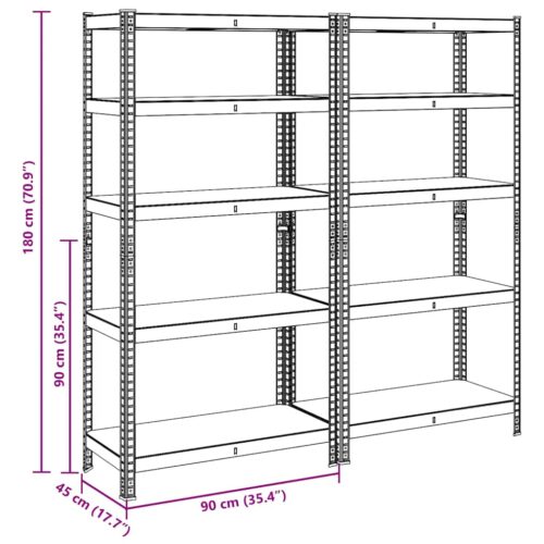 5-Layer Heavy-duty Shelves 2pcs Anthracite Steel Engineered Wood - Image 12