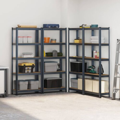 5-Layer Storage Shelves 4pcs Anthracite Steel Engineered Wood - Image 3