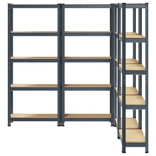 5-Layer Storage Shelves 4pcs Anthracite Steel Engineered Wood - Image 4