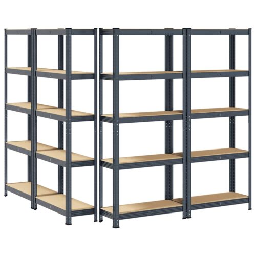 5-Layer Storage Shelves 4pcs Anthracite Steel Engineered Wood - Image 6