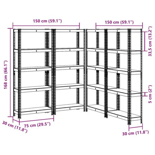 5-Layer Storage Shelves 4pcs Anthracite Steel Engineered Wood - Image 11