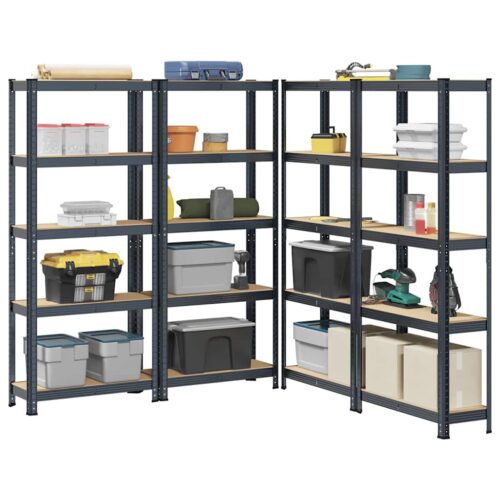 5-Layer Storage Shelves 4pcs Anthracite Steel Engineered Wood - Image 12