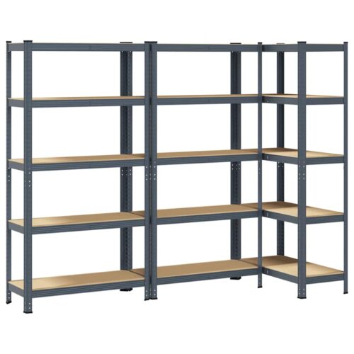 5-Layer Storage Shelves 3pcs Anthracite Steel Engineered Wood - Image 2