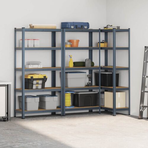 5-Layer Storage Shelves 3pcs Anthracite Steel Engineered Wood - Image 3