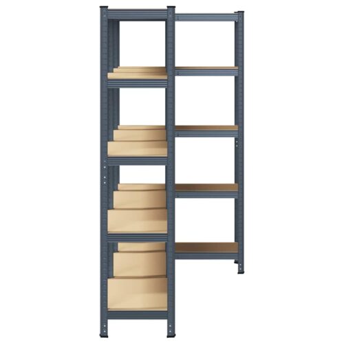 5-Layer Storage Shelves 3pcs Anthracite Steel Engineered Wood - Image 5