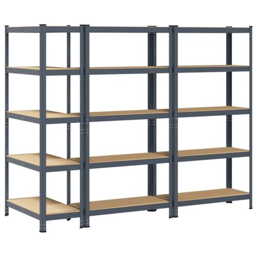 5-Layer Storage Shelves 3pcs Anthracite Steel Engineered Wood - Image 6