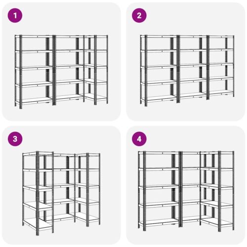 5-Layer Storage Shelves 3pcs Anthracite Steel Engineered Wood - Image 7