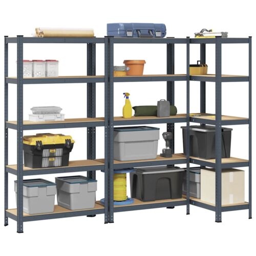 5-Layer Storage Shelves 3pcs Anthracite Steel Engineered Wood - Image 12