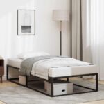 Bed Frame Black 92x187cm Single Metal